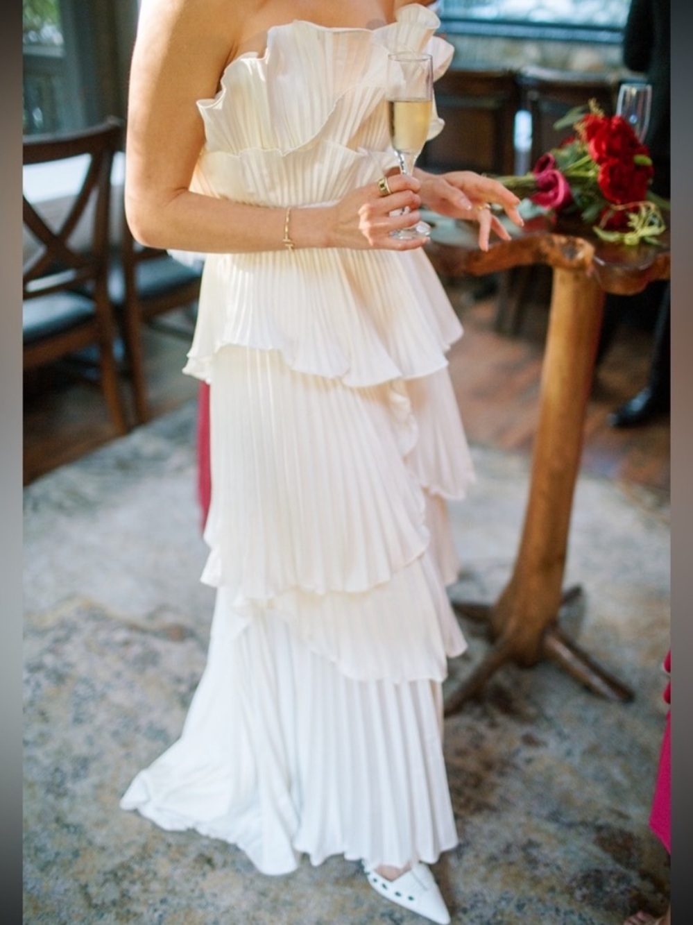 AMUR // Judah Scallop Pleated Shell High-Low Gown - Picture 3 of 10
